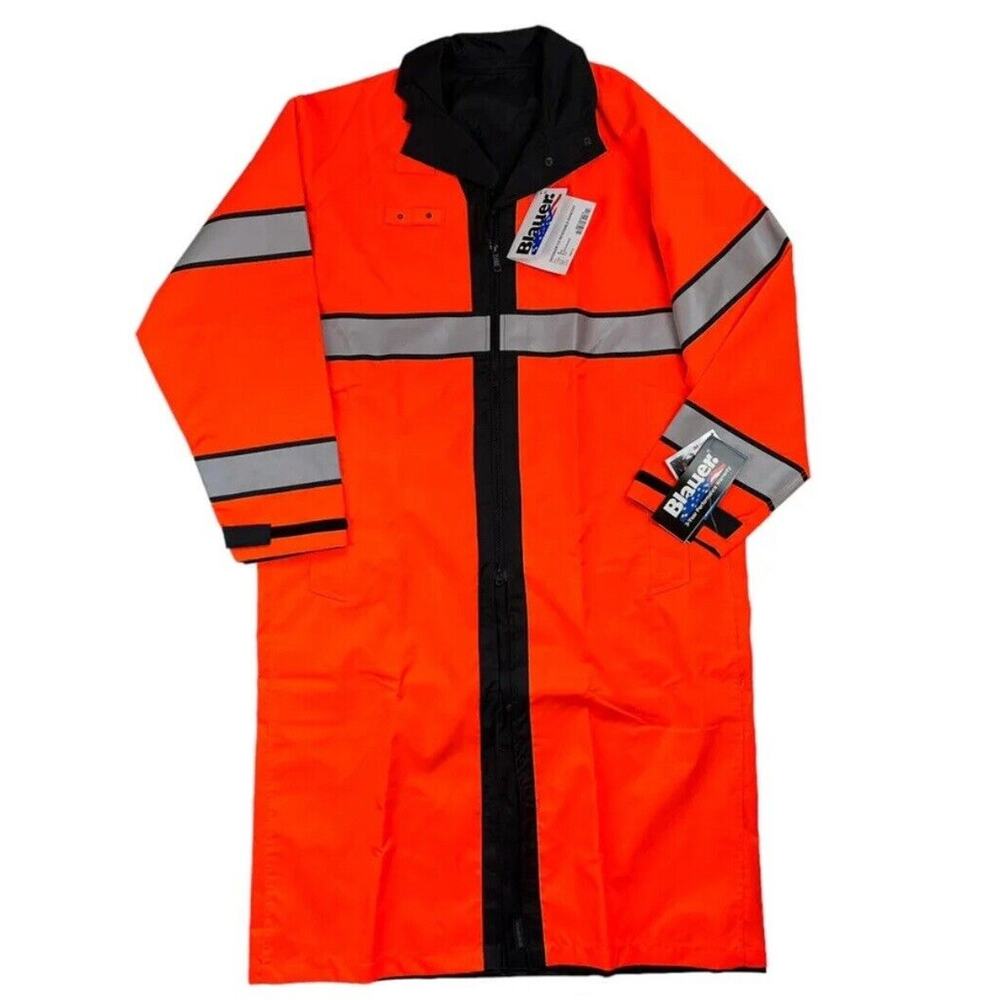 Blauer B. Dry Reversible Style 733 Hi-Vis Orange Black 49" Rain Coat Size XS NEW